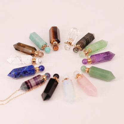 Natural Crystal Hexagonal Perfume Bottle Pendant