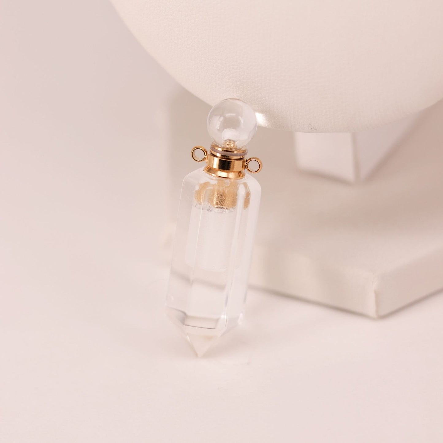 Natural Crystal Hexagonal Perfume Bottle Pendant