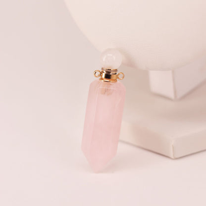 Natural Crystal Hexagonal Perfume Bottle Pendant