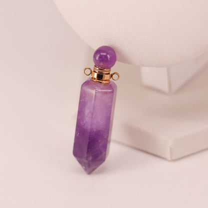 Natural Crystal Hexagonal Perfume Bottle Pendant