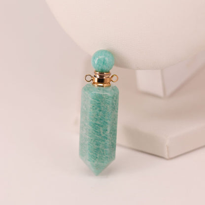 Natural Crystal Hexagonal Perfume Bottle Pendant