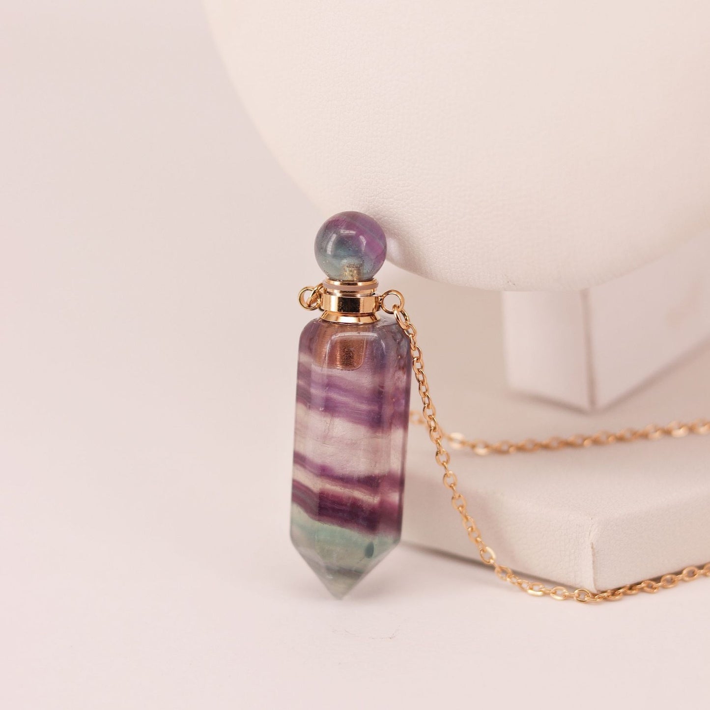 Natural Crystal Hexagonal Perfume Bottle Pendant