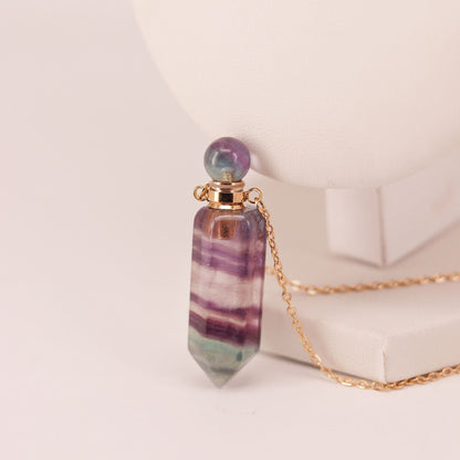 Natural Crystal Hexagonal Perfume Bottle Pendant