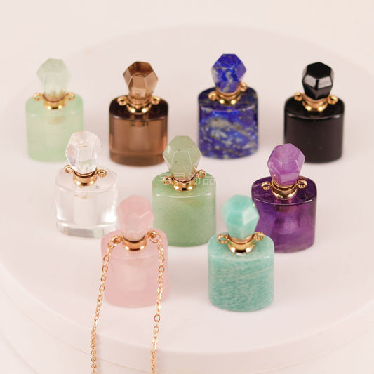 Mini Crystal Essential Oil Bottle Pendant-aromatherapy