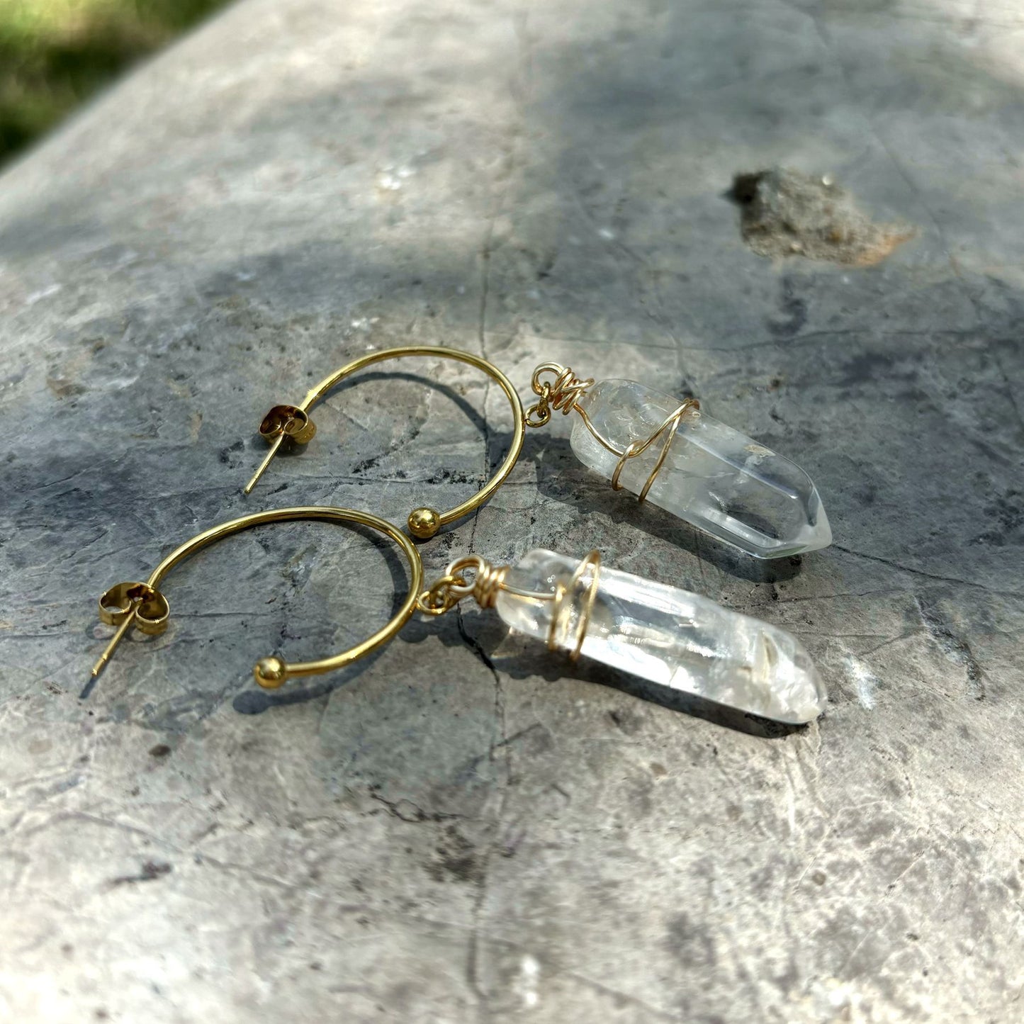 White crystal handmade earrings-Bringing balance&calm