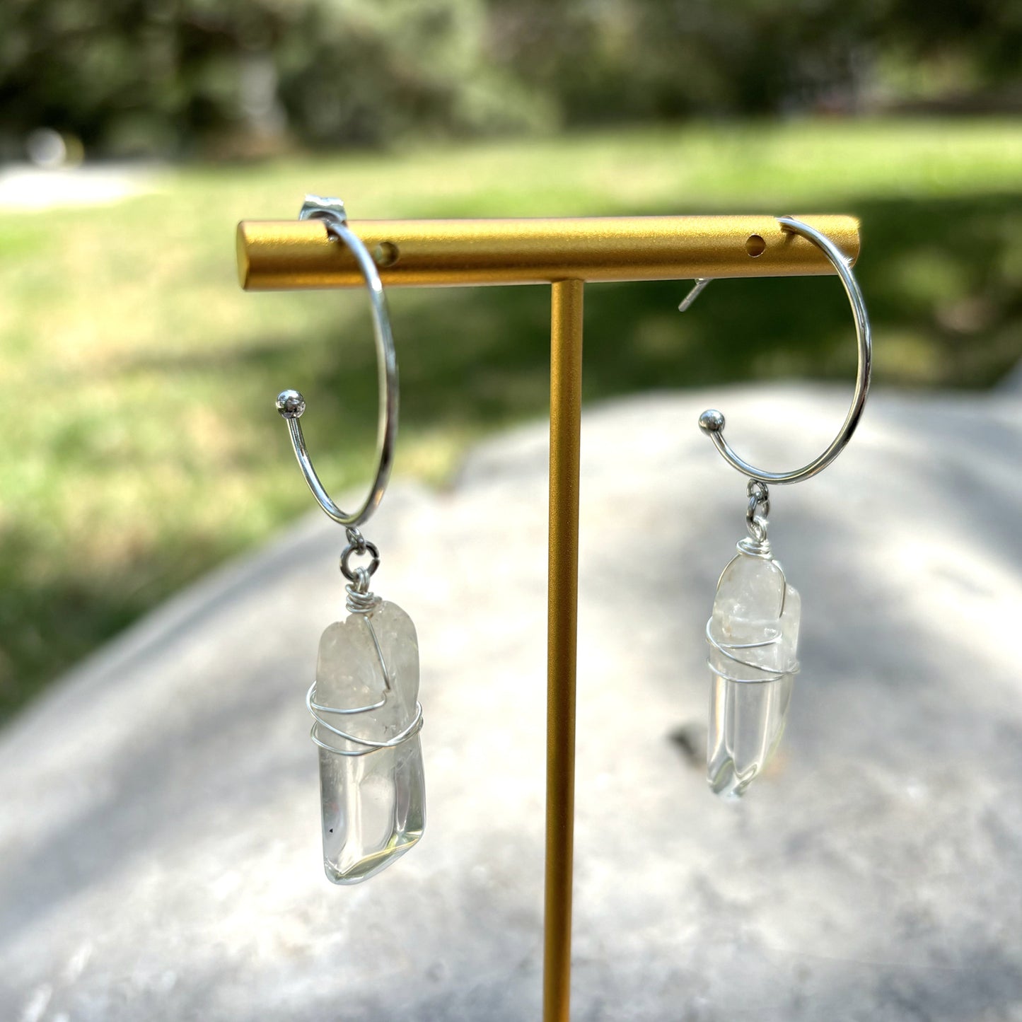 White crystal handmade earrings-Bringing balance&calm