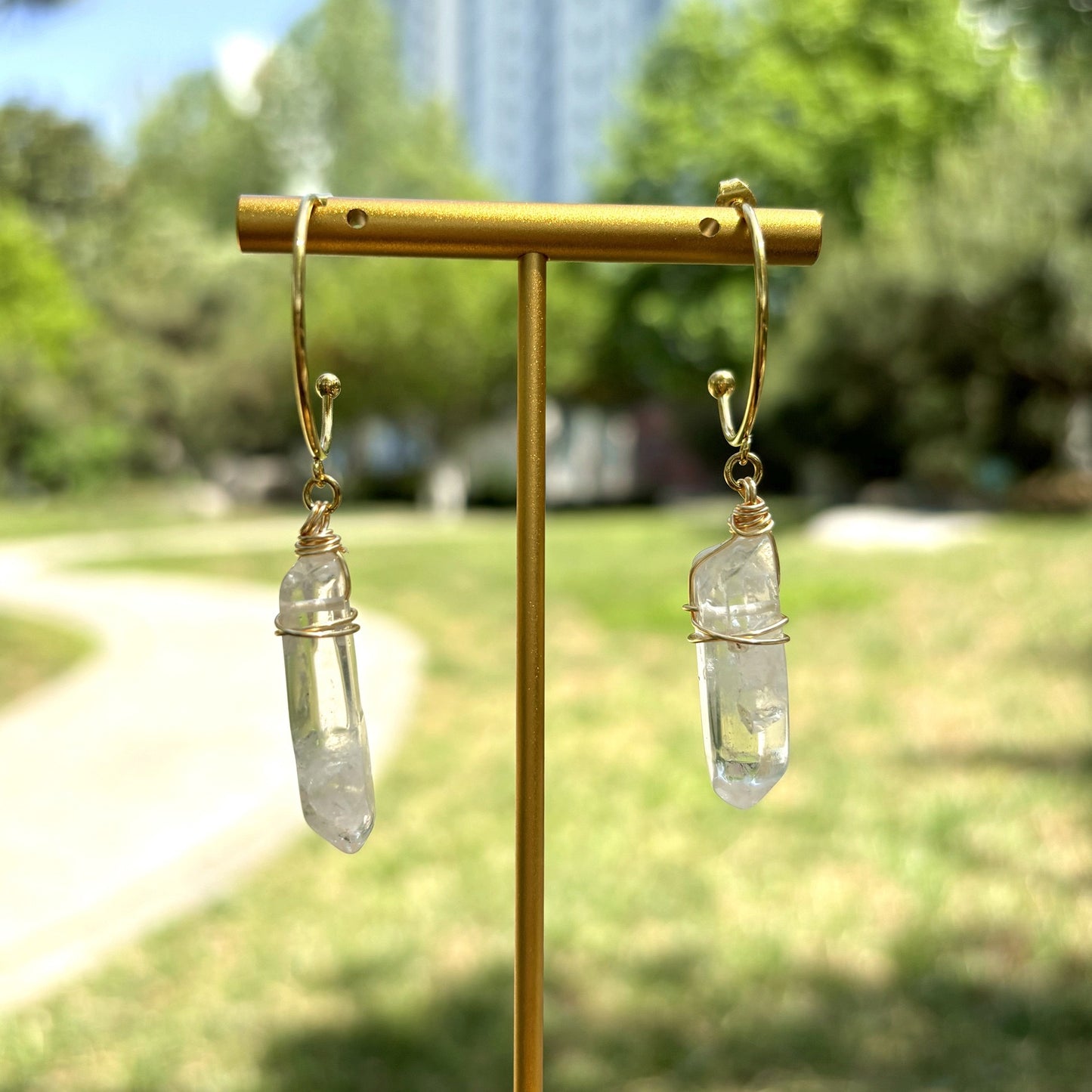 White crystal handmade earrings-Bringing balance&calm