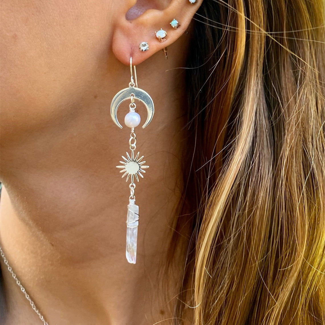 Persian Style Handmade Quartz Stone Earrings